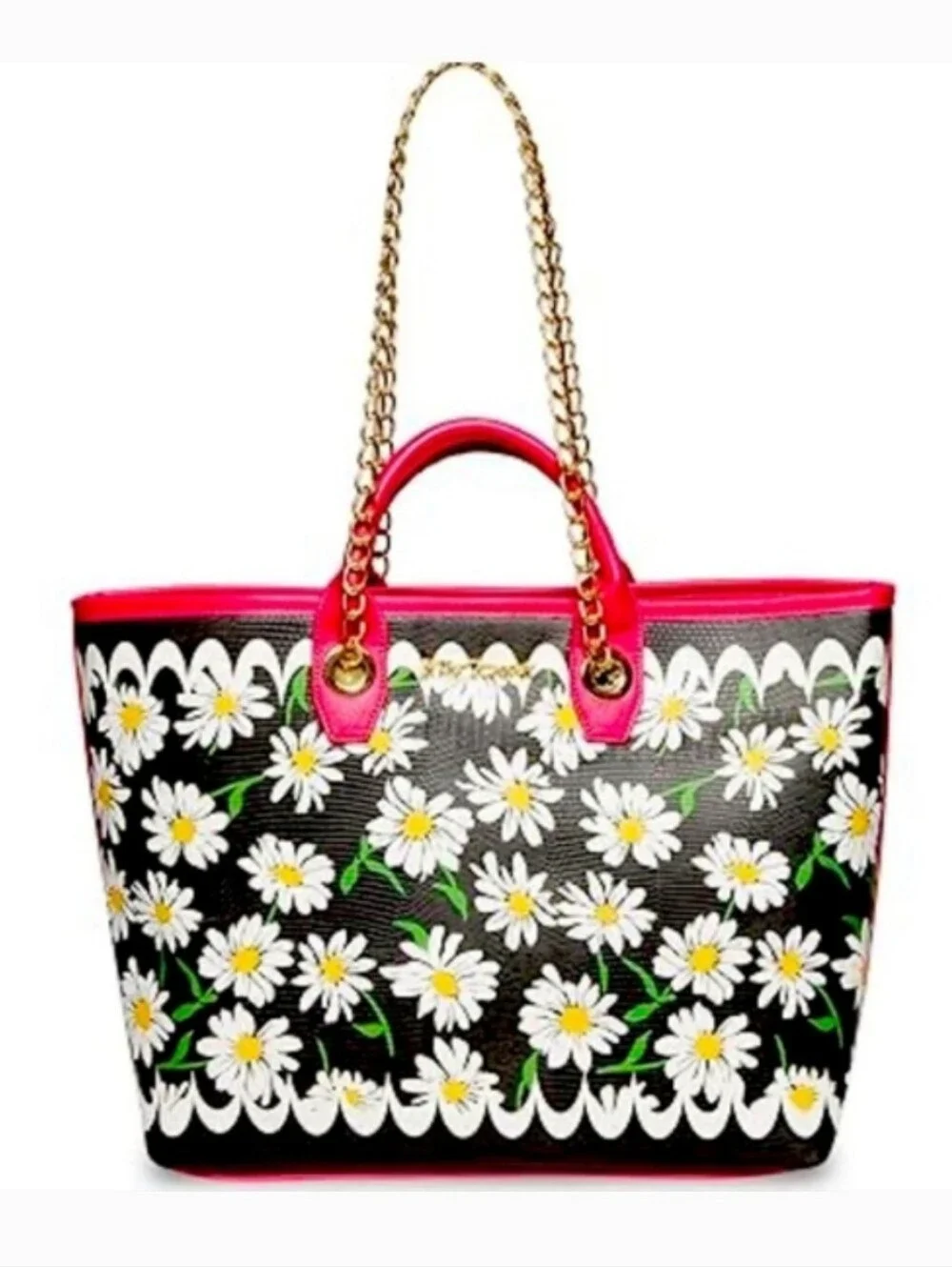 Like New Condition Betsy Johnson Scalloped Daisy Tote w/Chain Shoulder Straps - Picture 1 of 11